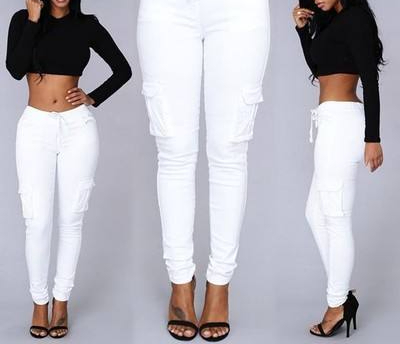 Calças Legging de Moda para Mulheres com Cordão Casual Cintura Alta Cargo Tamanho Plus Calças Longas