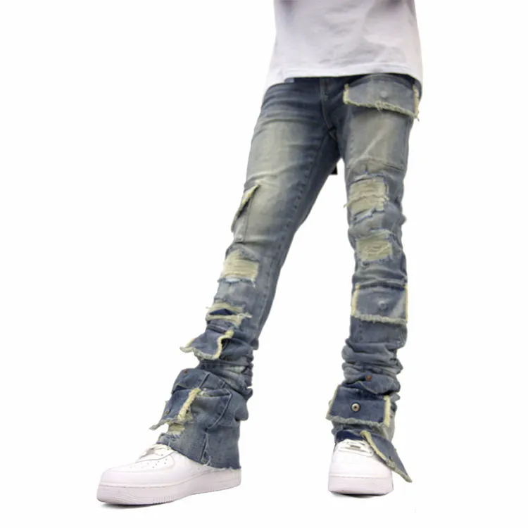 Calças Jeans Skinny Masculinas Desgastadas Rasgadas