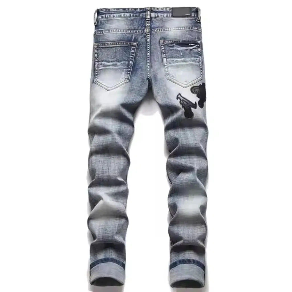 Calças Jeans Slim-Fit Estilosas para Homens, Calças Cargo Masculinas Populares e Elásticas