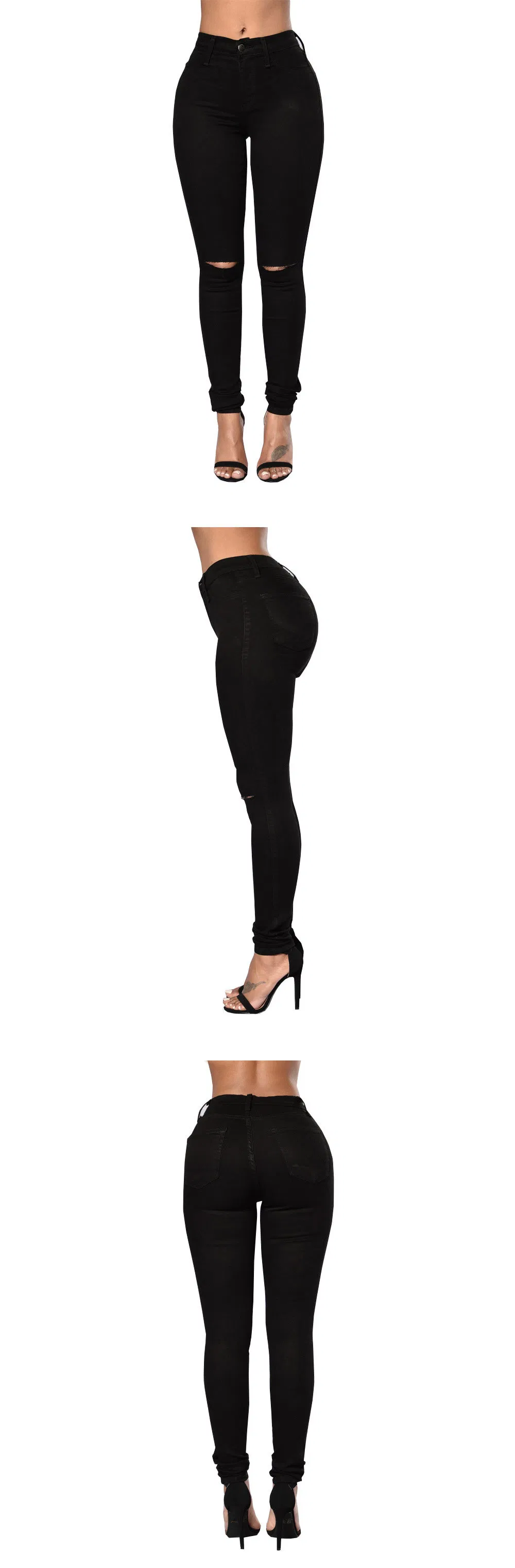 Calças skinny femininas de alta qualidade personalizadas, atacado, calças de denim tipo lápis