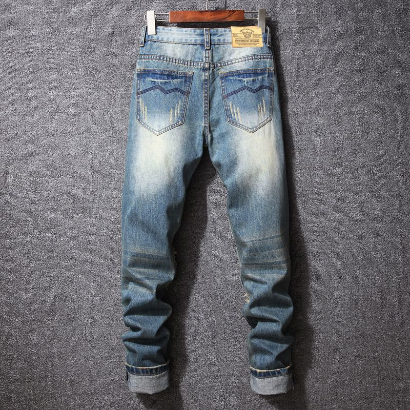 Calças Jeans Masculinas Desgastadas Pintadas Lavadas Rasgadas Vintage Baggy Moda Masculina Jeans de Denim