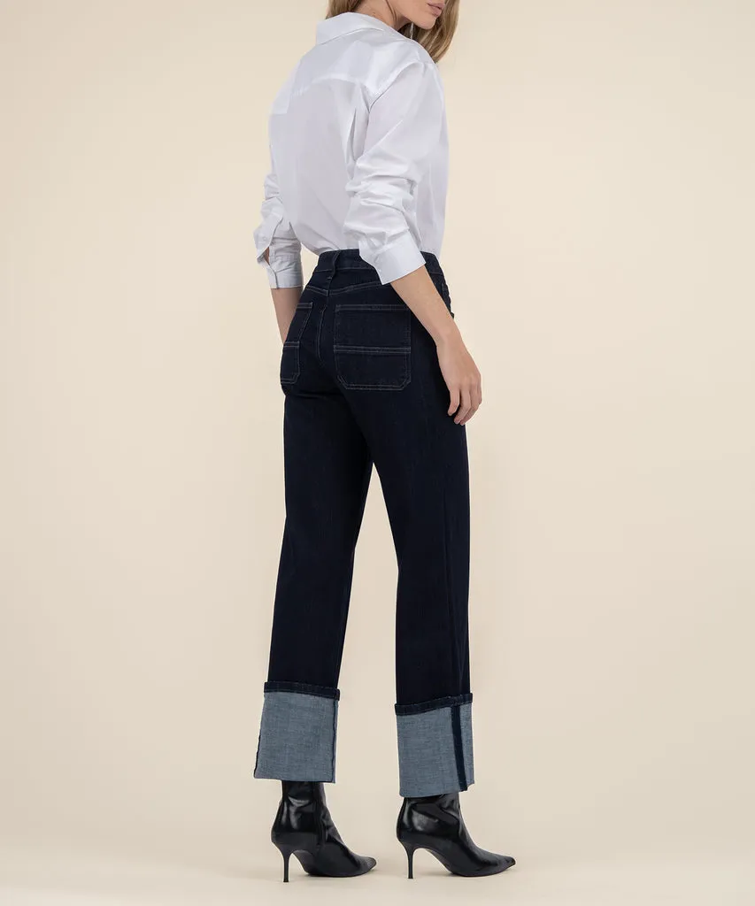 Calças femininas retas de denim de alta cintura personalizadas premium da China