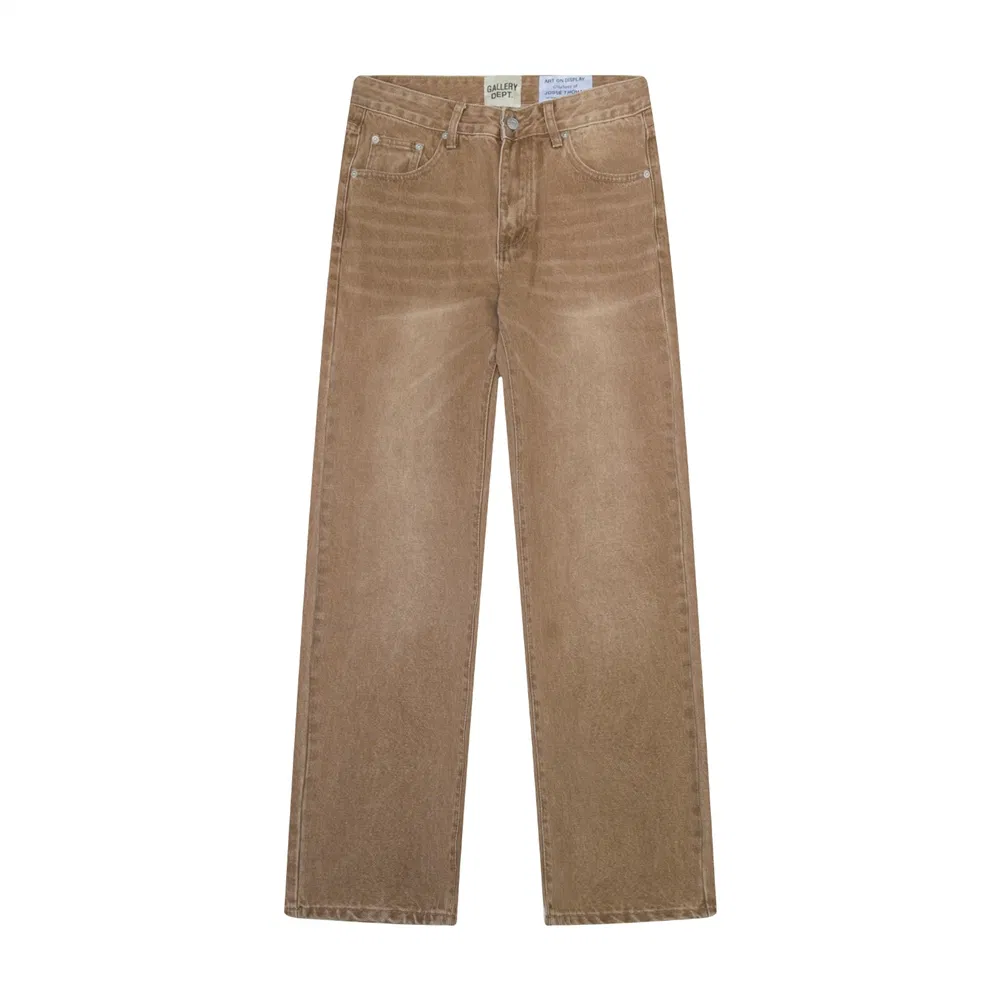 Calças Jeans Premium de Corte Reto para Homens com Aparência Desgastada da Gallery Dept