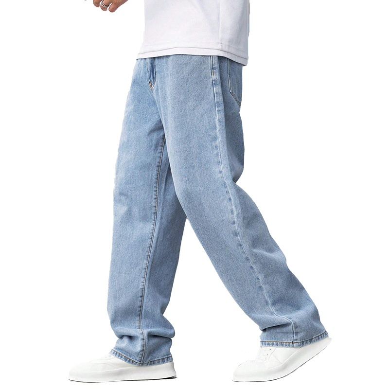 Últimos Jeans de Denim com Corte Oversized e Conforto Relaxado Perfeito para Y2K e Moda de Rua Masculina com Lavagem Clara