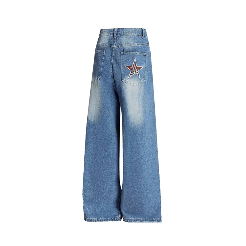 Fabricante Atacadista de Calças Jeans Masculinas Fornecedor Calças de Algodão Misturado com Ajuste Relaxado Desbotadas ao Sol Moda de Rua Calças com Efeito de Laser para o Mercado de Moda de Rua Pedido em Grande Escala OEM ODM Logotipo Personalizado