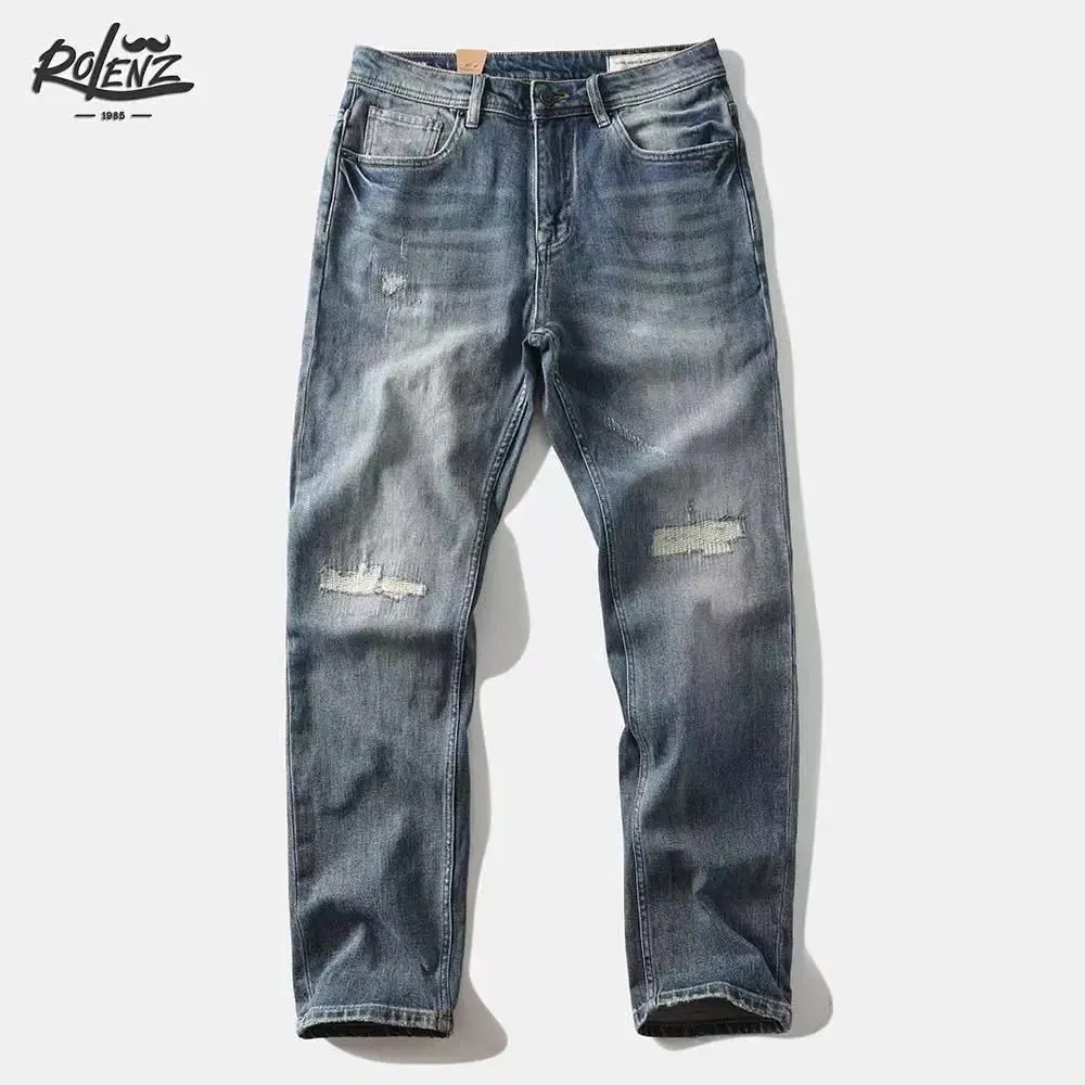 Jeans Slim Straight Leg Masculinos Desgastados para Estilo Casual