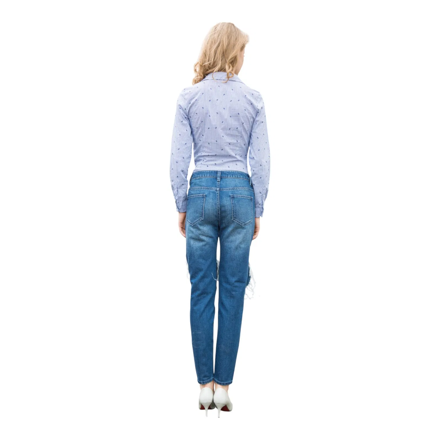 Calça Jeans de Denim Personalizada com Design Lavado Suave e Ajuste Relaxado, Oferecendo Conforto Máximo e Uso Diário