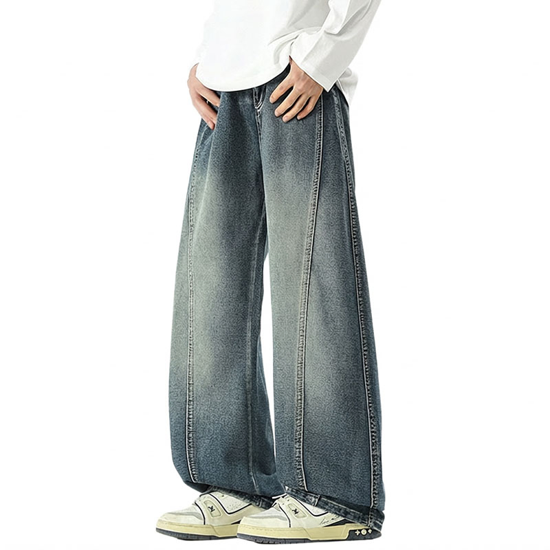 Calças jeans baggy largas e soltas para homens, estilo scimitar, tendência legal da marca