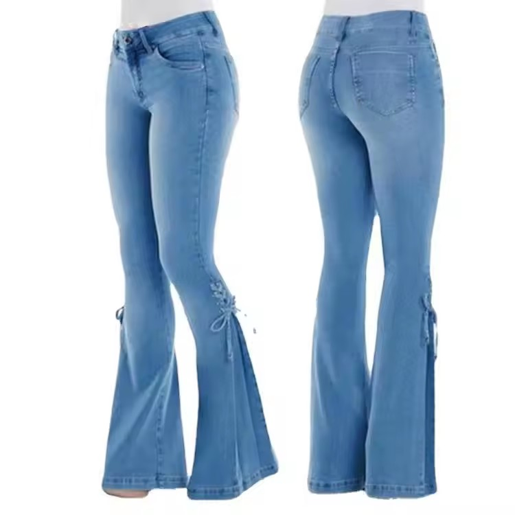Calças Jeans Slim Fria Femininas Skinny de Cintura Alta Azul Denim Calças Lápis Elásticas para Mulheres
