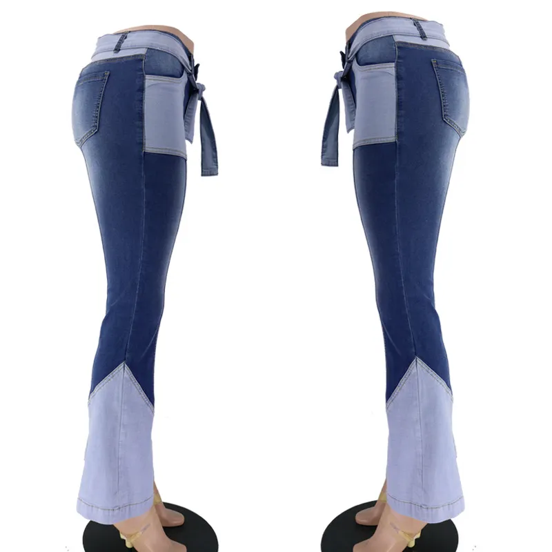 Calças jeans femininas de cintura alta, corte reto, ajuste solto, azul médio, estilo clássico, com recortes, nova coleção de outono e inverno, venda boa, alta qualidade