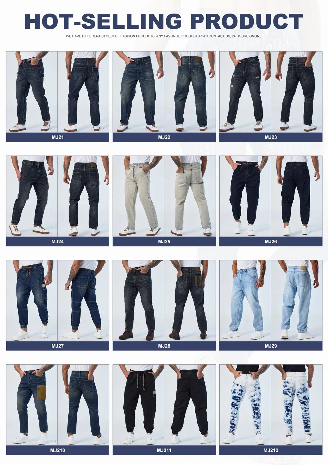 Personalizado elegante European Blue Washed Denim