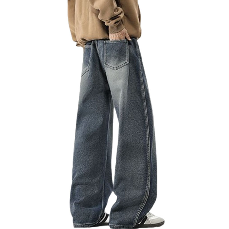 Calças jeans baggy largas e soltas para homens, estilo scimitar, tendência legal da marca