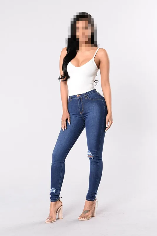 Calças Jeans Skinny Slim Fit de Cintura Alta para Meninas Moda Denim Calças Femininas