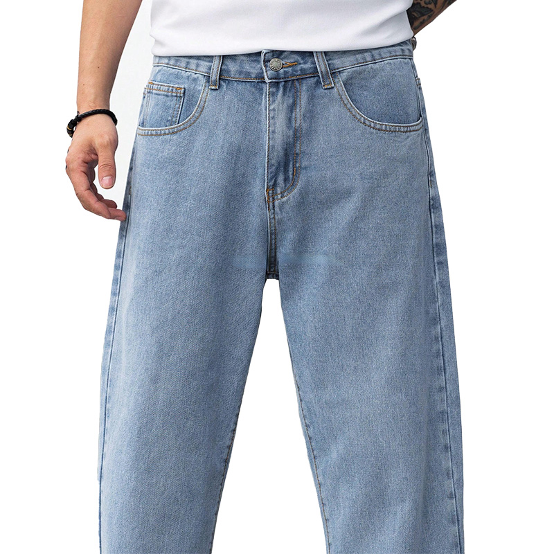 Últimos Jeans de Denim com Corte Oversized e Conforto Relaxado Perfeito para Y2K e Moda de Rua Masculina com Lavagem Clara