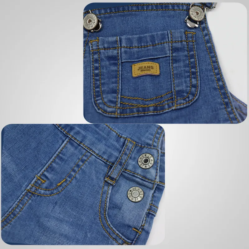 Macacão de Denim Infantil para Crianças, Casual, com Pernas Largas, Suspensório, Calças Jeans, Macacão para Bebês em Denim