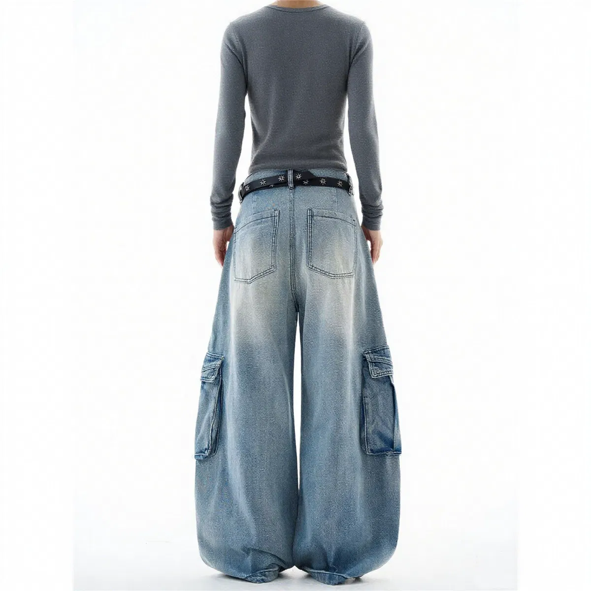 Calças Jeans Femininas Mom Fit Denim Lavagem Cinza Denim Sustentável Barra Crua para Importadores de Vestuário Marca Privada Calças Jeans