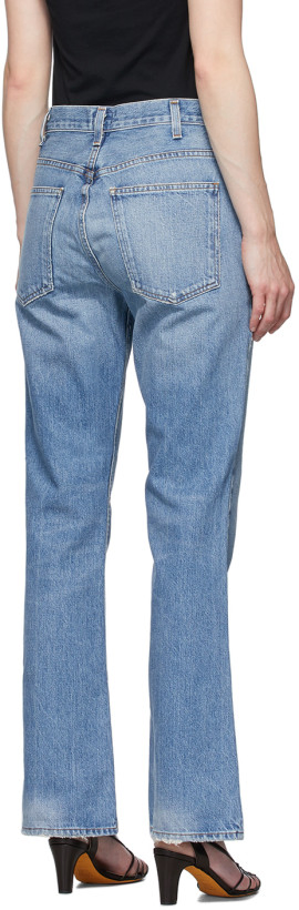 Novo Design Calças Jeans Femininas de Cintura Alta com Azul Claro