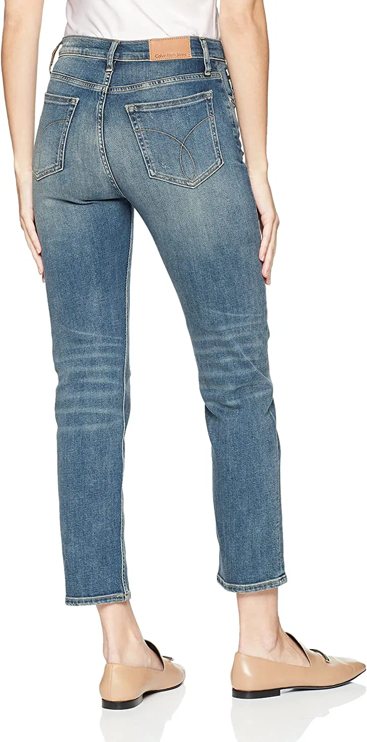 Calças jeans skinny femininas ajustadas com rasgos, calças elásticas