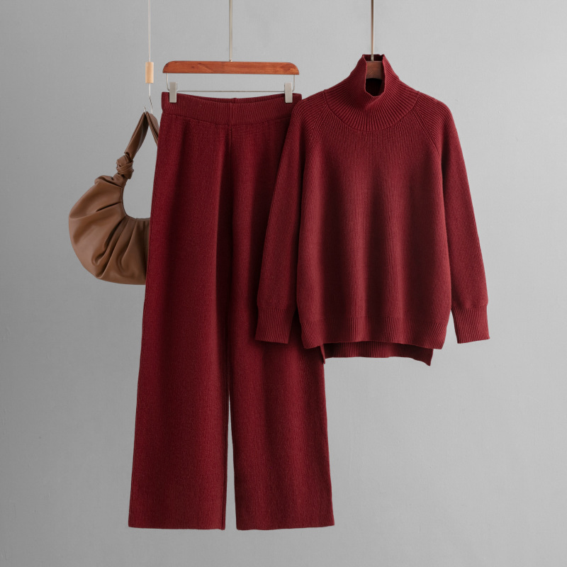 Atacado 2025 Outono Nova Era Reduzindo Casual Calças Largas Moda Suéter Tricotado Solto Conjunto Feminino