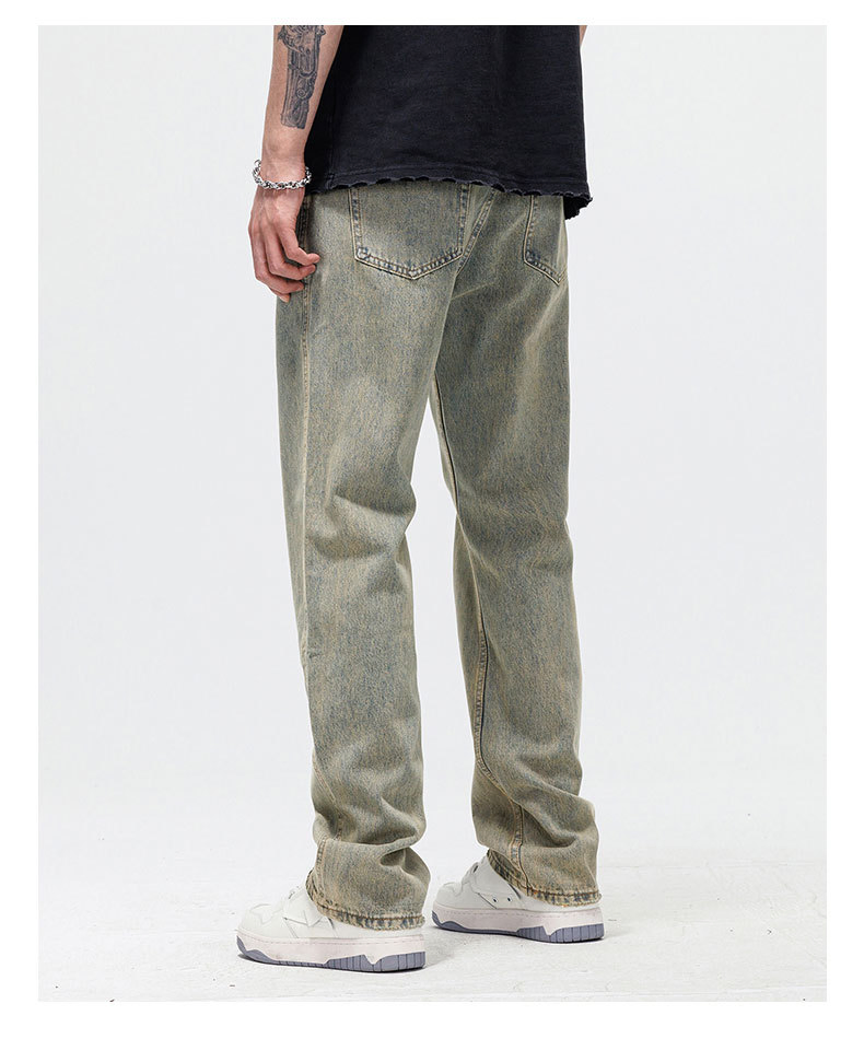 Jeans de Rua Reto e Largura para Homens Jeans de Designer Tapered Jeans Lavados