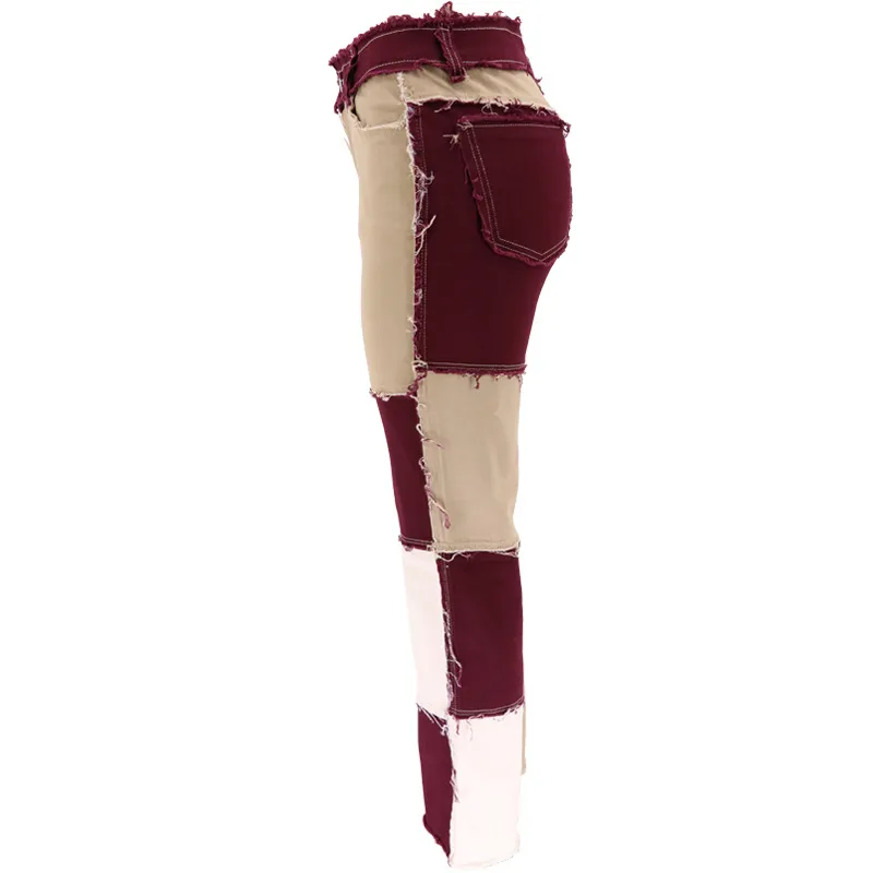 Calças Flare Jeans Skinny para Meninas Calças de Denim Rasgadas Calças Vintage