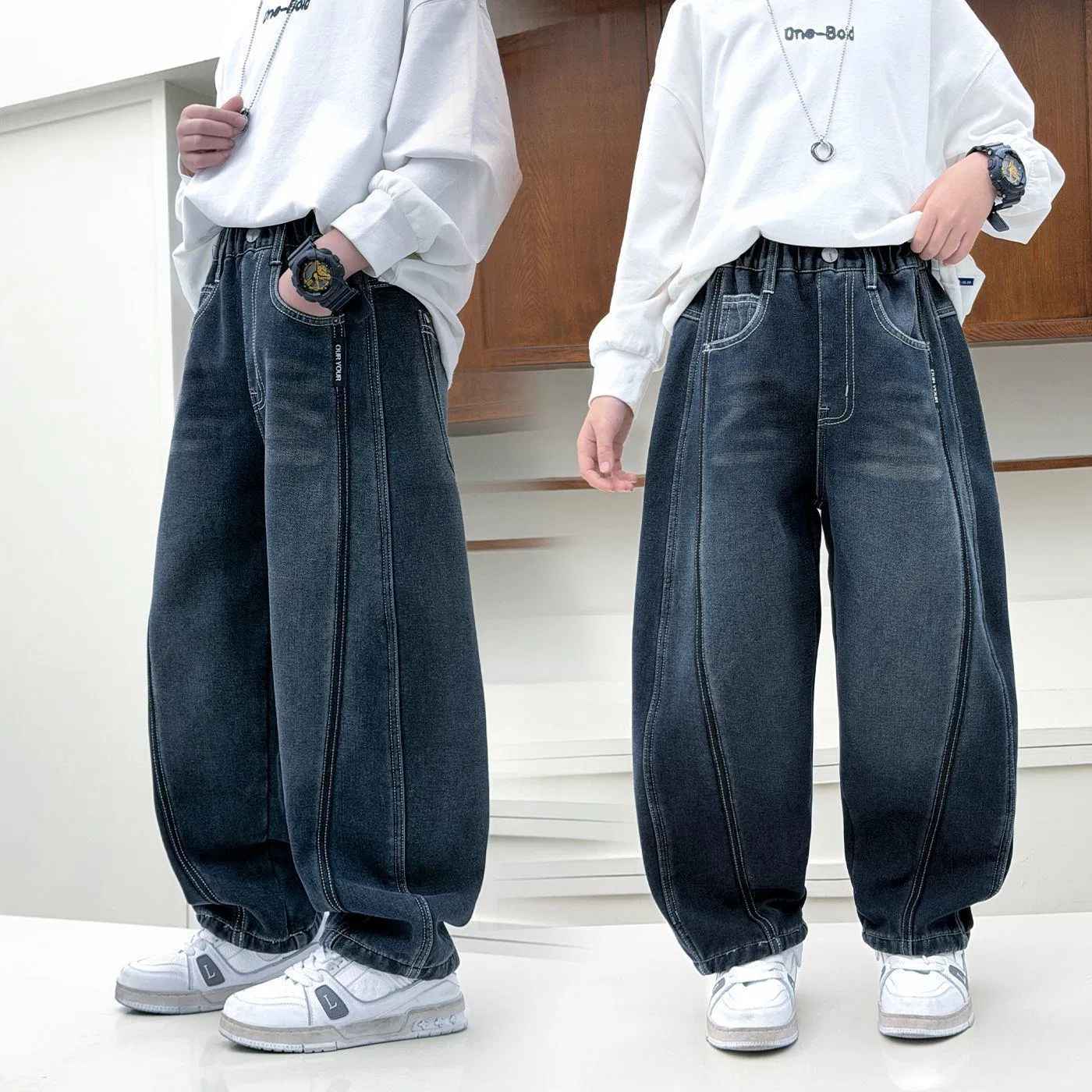Fornecedor Verificado Fabricante Atacado Chinês Roupas Infantis Personalizadas Calças Jeans para Meninos