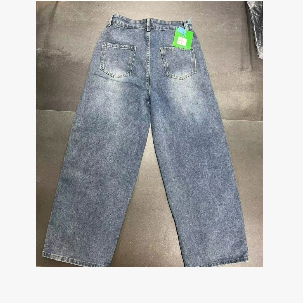 Calças de Jeans Bordadas em Patches de Estilo Americano Divertido para Homens e Mulheres no Mesmo Estilo, Nova Tendência, Ajuste Relaxado, Largas e Longas