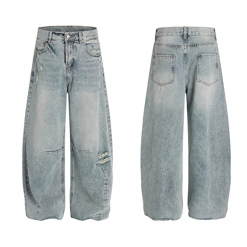 Fabricante Atacadista de Calças Jeans Masculinas Fornecedor Ajuste Relaxado Lavagem Suja Denim Texturizado Impressão de Letra Acabamento Amassado Mercado Europeu Fornecimento de Dropshipping OEM Logotipo Personalizado