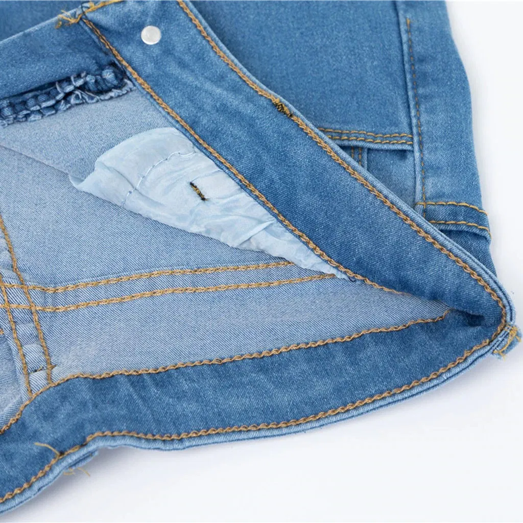Calças femininas de cintura alta skinny de denim personalizadas de alta qualidade