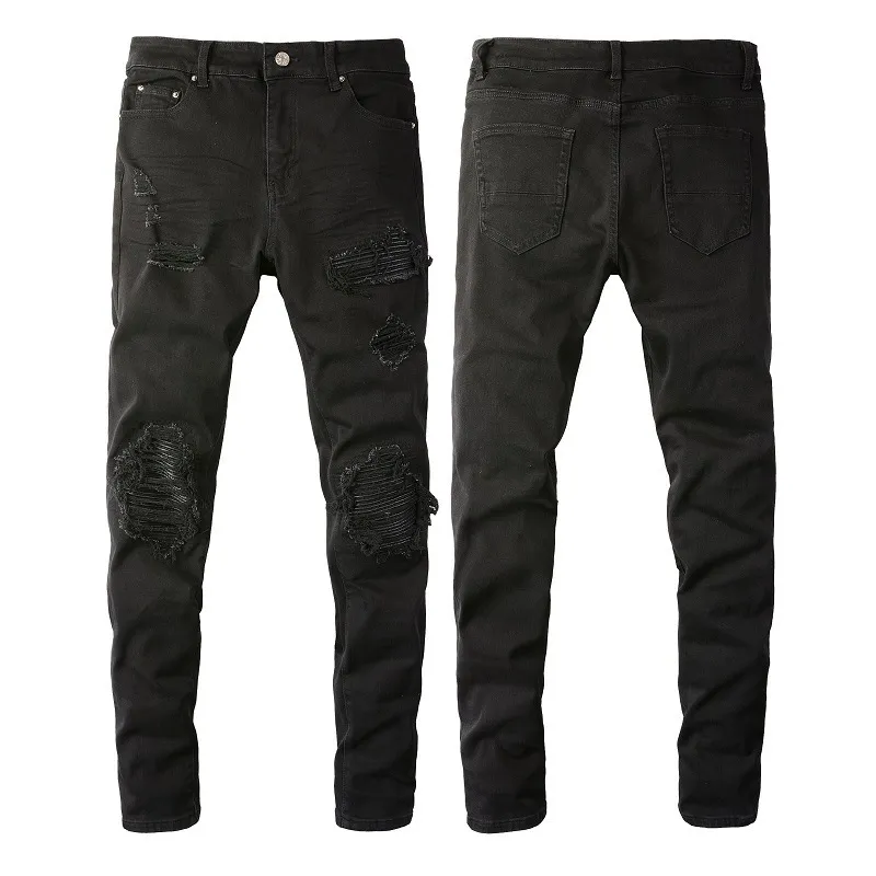 Tendência de Moda Atacado Calças Jeans Rasgadas Masculinas Slim Fit em Denim Elástico 1