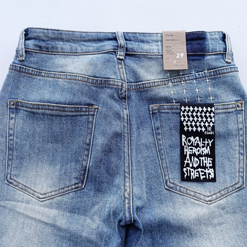 Calças de Denim Desgastadas Premium K S U Bii Moda de Rua Atacado
