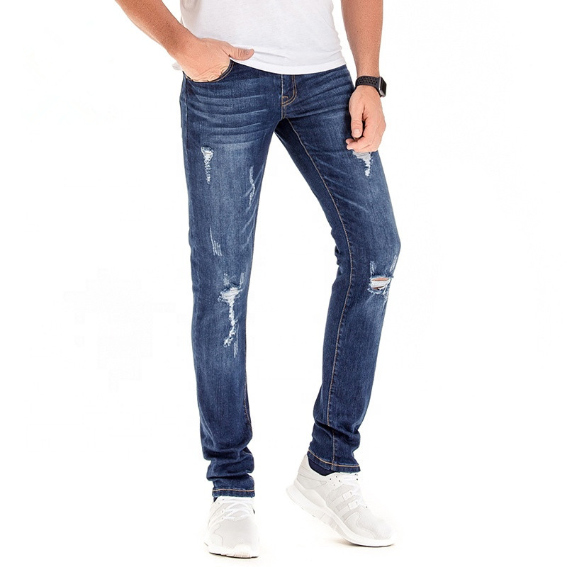 Calças jeans casuais retas de ajuste relaxado para homens