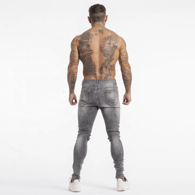 Calças Slim Fit para Homens, Calças Rasgadas para Homens, Jeans Skinny Desgastados, Jeans Stretch