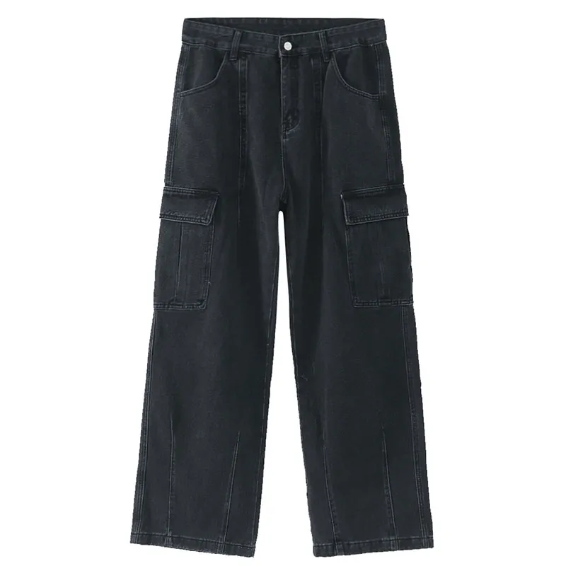 Homens Moda Vintage Atacado Casual Jeans Cargo Azul Largura de Algodão Lavado