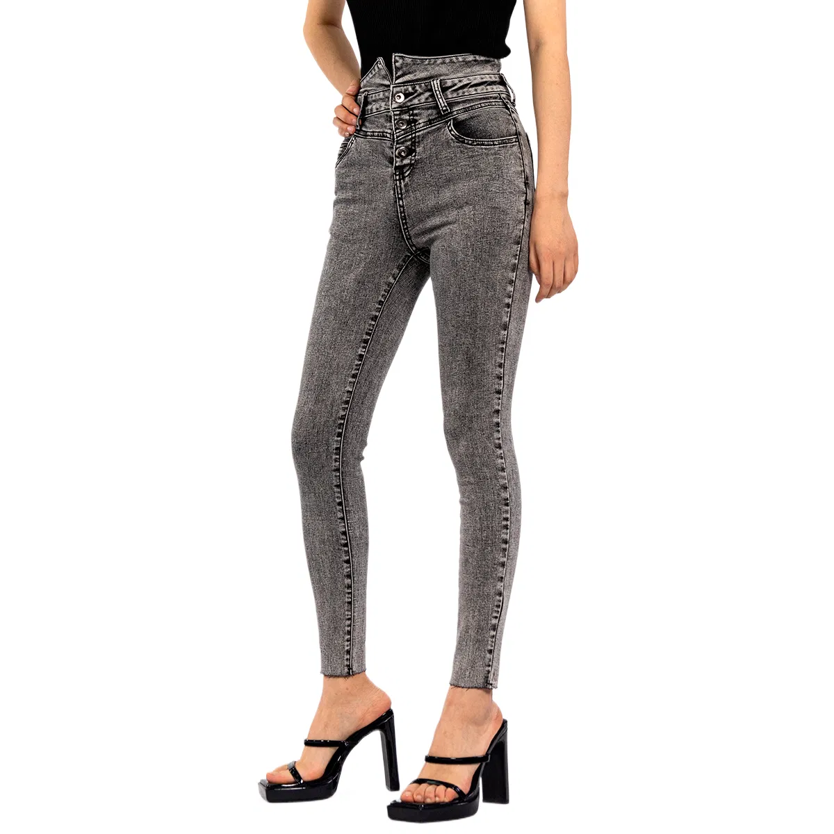 Jeans skinny de cintura alta com controle de barriga para mulheres, moda primavera verão