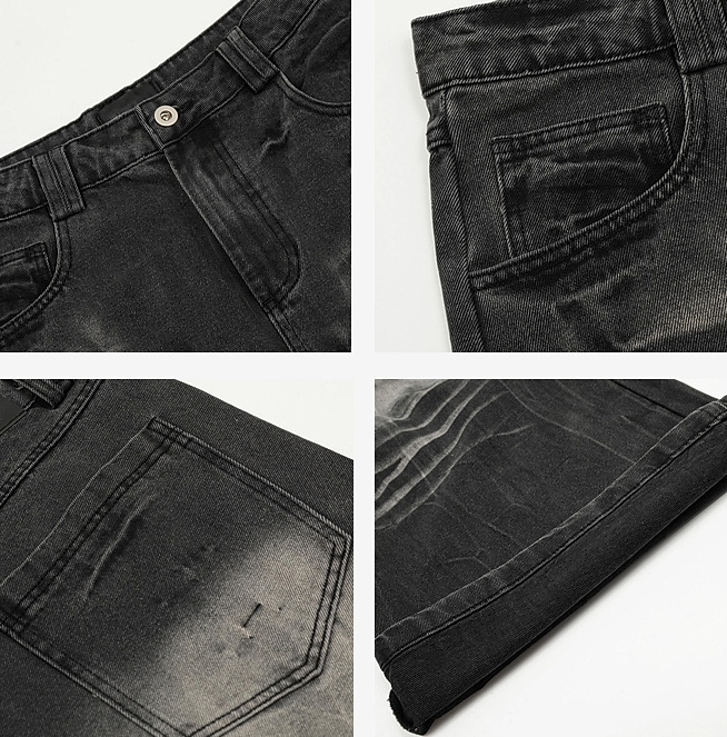 Fabricantes Spray Tingimento Desgastado Novos Calças Jeans Masculinas com Cordão Lavagem Casual Largas