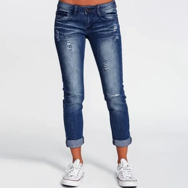 Jeans lápis justos sexy casuais plus size femininos elásticos e respiráveis por atacado