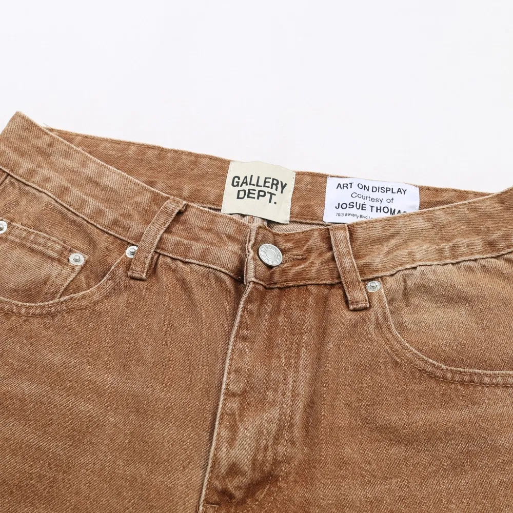 Calças Jeans Premium de Corte Reto para Homens com Aparência Desgastada da Gallery Dept