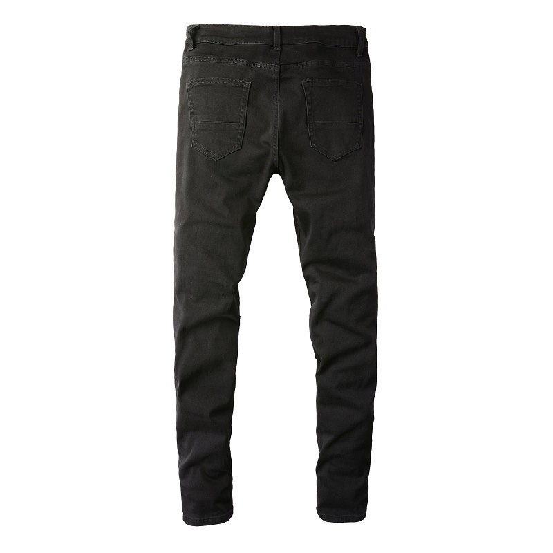 Tendência de Moda Atacado Calças Jeans Rasgadas Masculinas Slim Fit em Denim Elástico
