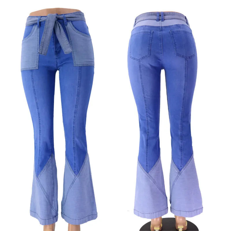 Calças jeans femininas de cintura alta, corte reto, ajuste solto, azul médio, estilo clássico, com recortes, nova coleção de outono e inverno, venda boa, alta qualidade