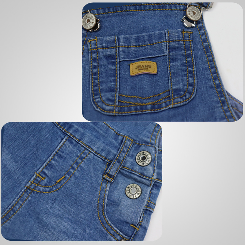 Macacão de Denim Infantil para Crianças, Casual, com Pernas Largas, Suspensório, Calças Jeans, Macacão para Bebês em Denim