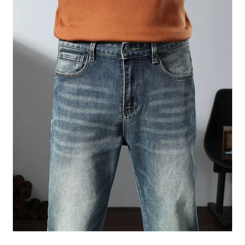 Calças jeans masculinas vintage de outono