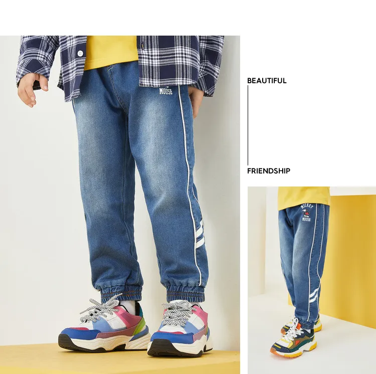 Calças de Outono para Crianças, Jeans de Algodão Macio para Meninos