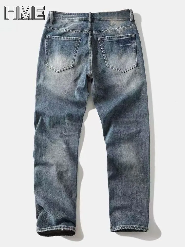 Jeans Slim Straight Leg Masculinos Desgastados para Estilo Casual