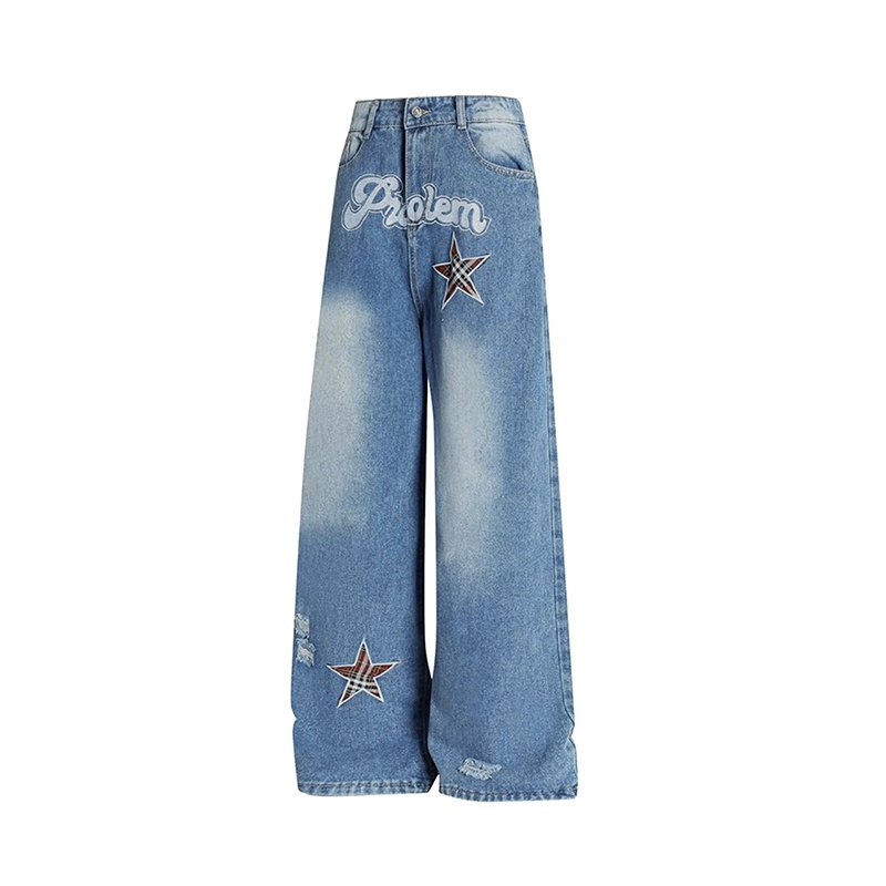 Fabricante Atacadista de Calças Jeans Masculinas Fornecedor Calças de Algodão Misturado com Ajuste Relaxado Desbotadas ao Sol Moda de Rua Calças com Efeito de Laser para o Mercado de Moda de Rua Pedido em Grande Escala OEM ODM Logotipo Personalizado