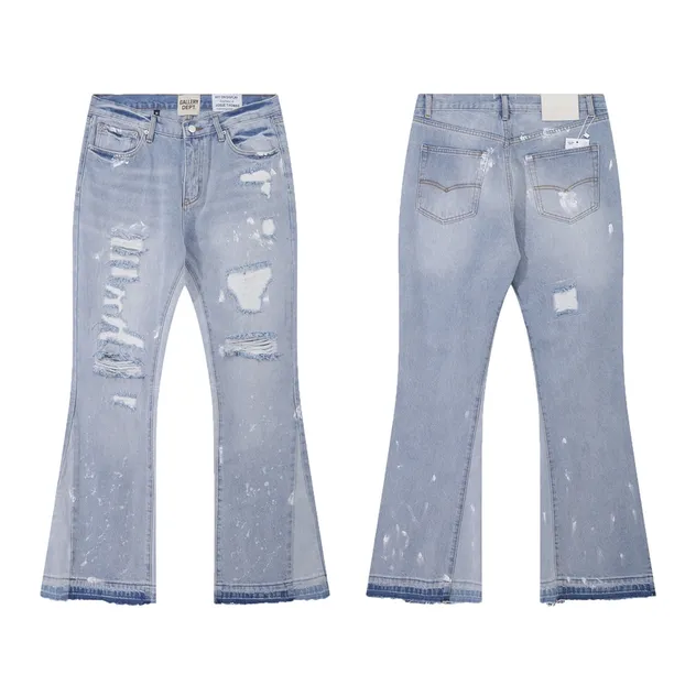 Calças de Denim com Lavagem Vintage Estilo Gallery Dept (Corte Reto em Lote)