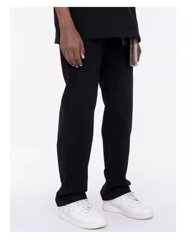 Calças de Jeans Masculinas Fashion com Zíper na Barra, Corte Reto, Jeans Relaxados
