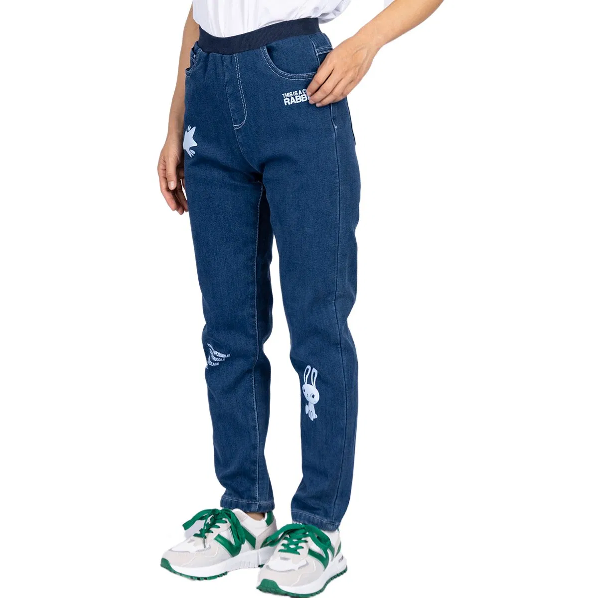 Calças de Denim para Meninos com Cintura Elástica Personalizada em Algodão Stretch