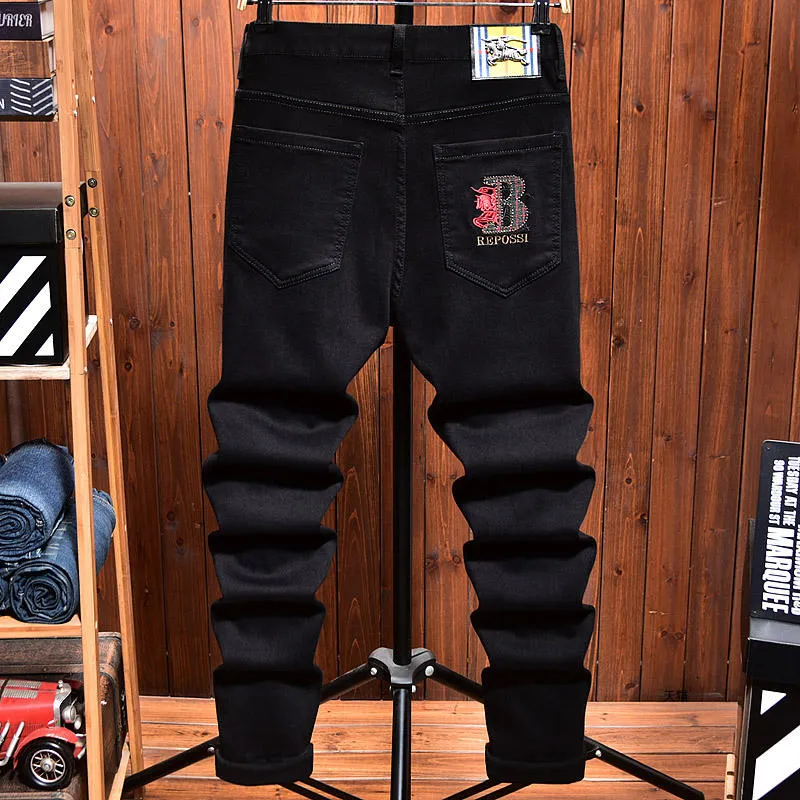 Calças Jeans Baggy Leves para Homens, Lavadas em Denim