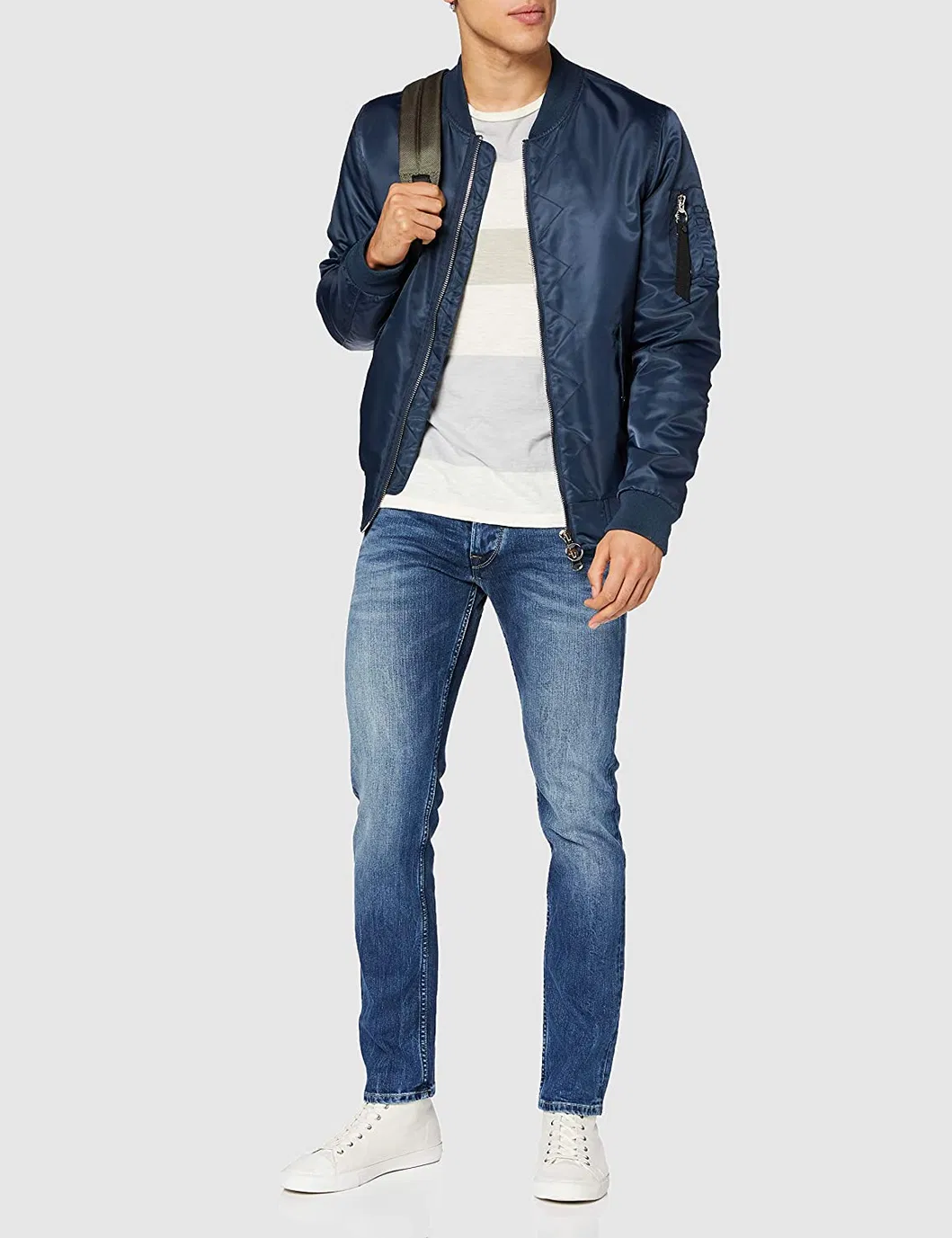Atacado Novo Design Cintura Alta Ajuste Slim Jeans Masculinos Tapered